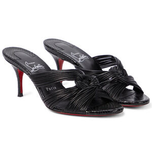 Christian Louboutin Multitaski 70 Black Strap Backless Mule Kitten Heel 36.5